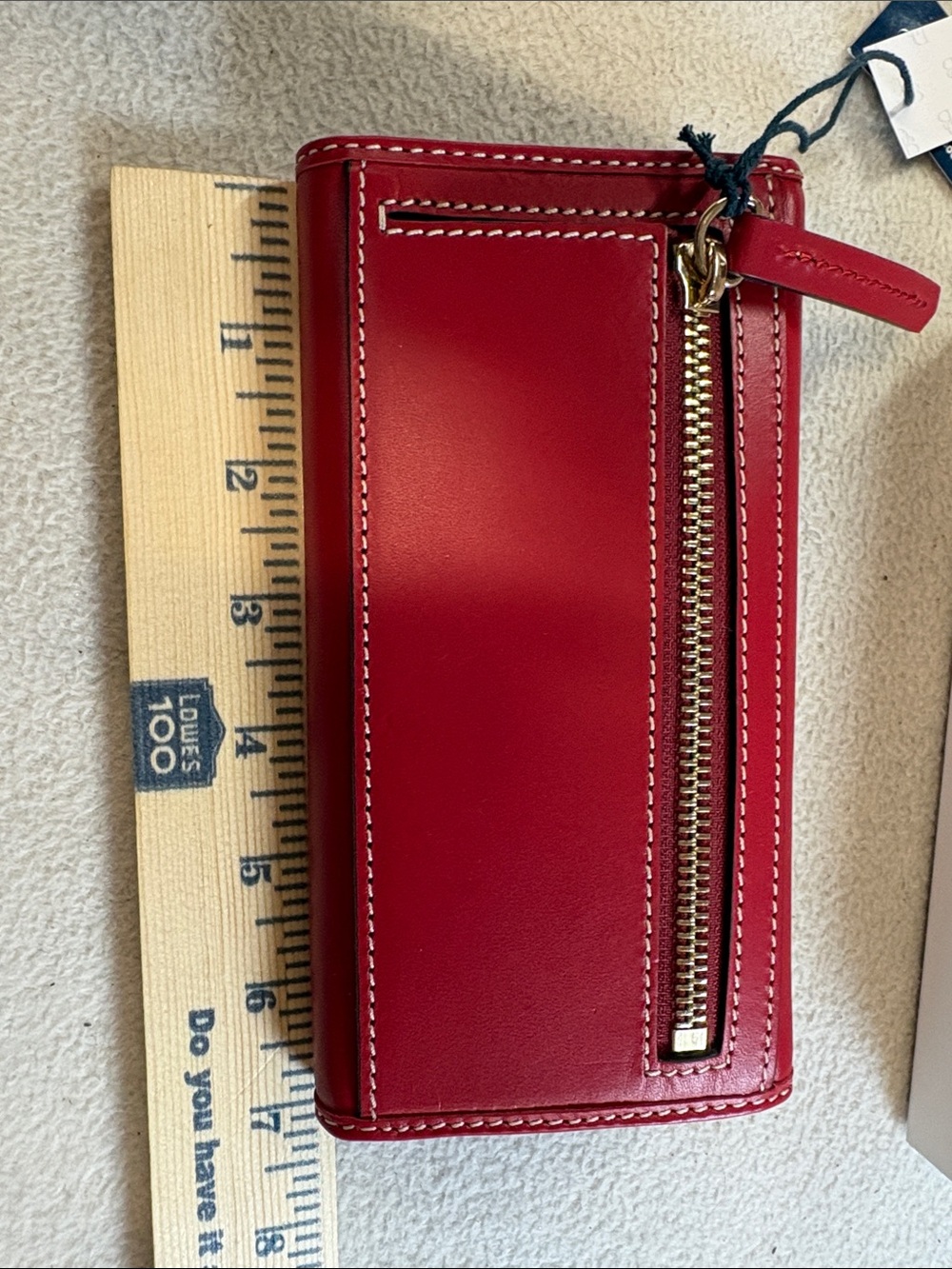 Dooney & Bourke Red Leather Clutch Wallet with Logo Plaque - Picture 7 of 9